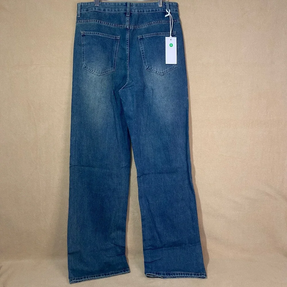 Tallgira Wide Leg Jeans Mens 2XL‎ 34x33 Blue Relaxed Fit Denim Streetwear NWT
